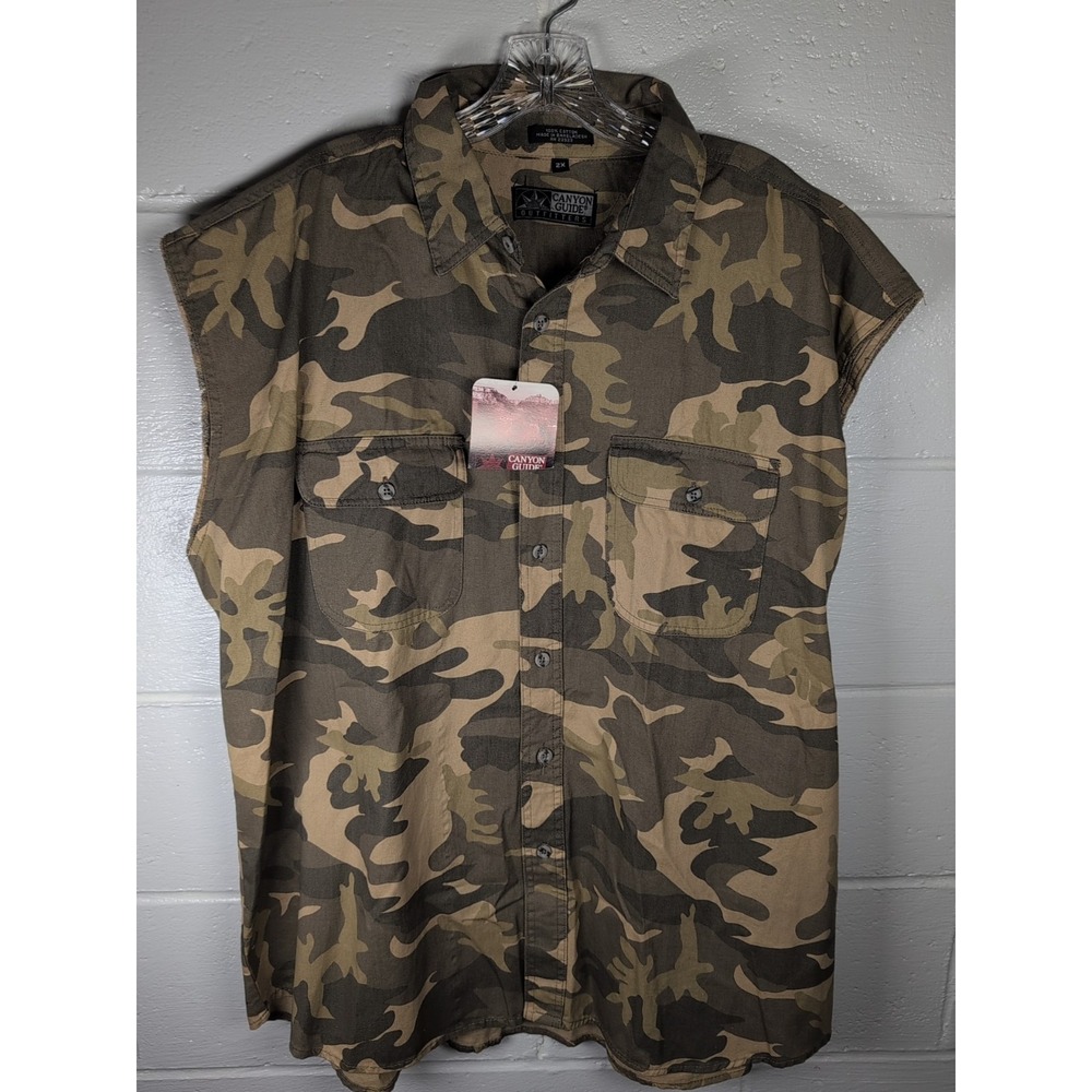 Canyon Guide 100% Cotton Men's 2x Cut off Camouflage Shirt NEW